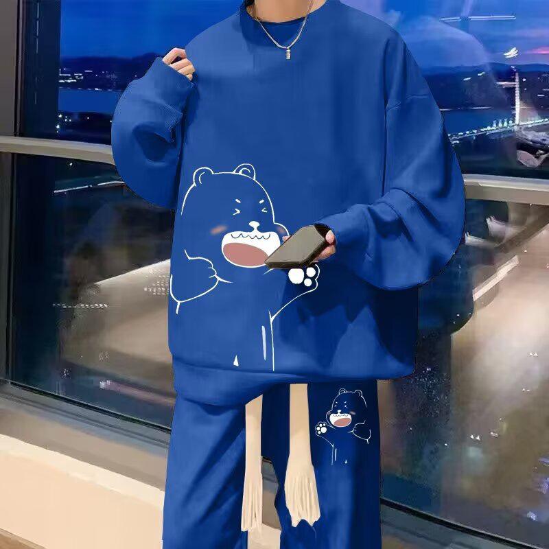 Harajuku Men's Trendy Sporty Casual Set: Creative Loose Hoodie & Pants Two-Piece