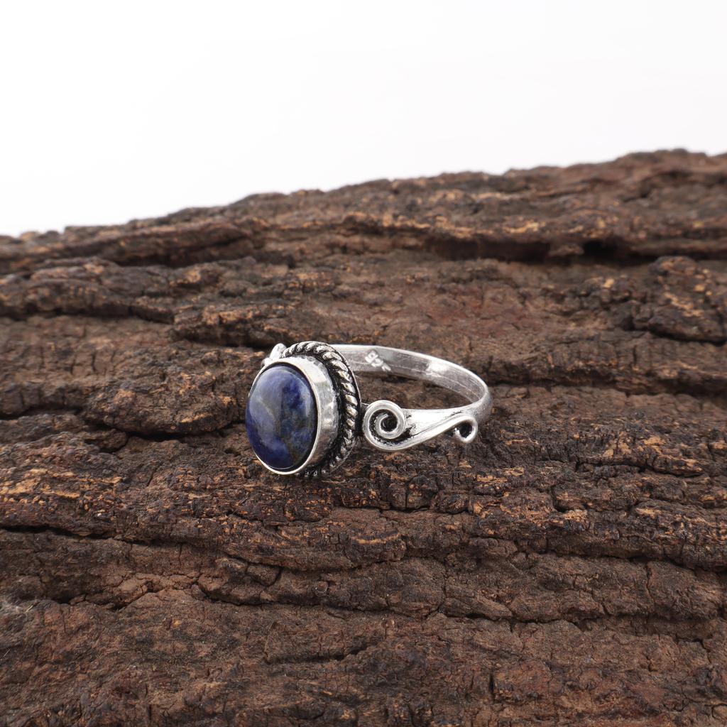 Sodalite Ring, Gemstone 925 Solid Sterling Silver Jewelry Ring, Handmade Gorgeous Jewelry Dainty Ring, Gift For Her