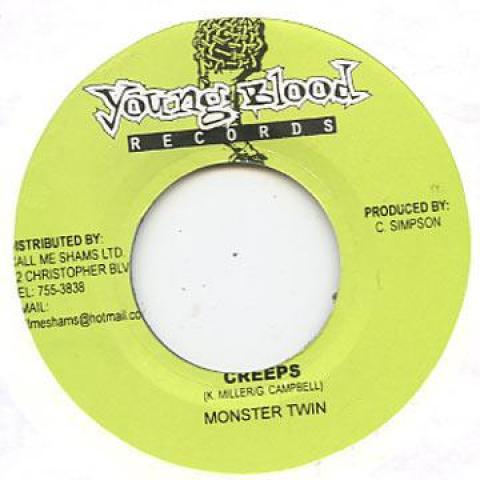 

7-дюймовая пластинка MONSTER TWINS - Creeps Young Blood 2002 Ямайка Регги, Ска и Даб