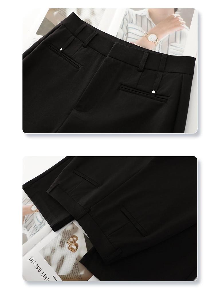 Women's Khaki Wide-Leg Suit Pants: 2025 Spring High-Waist Straight-Leg Style for Casual and Formal Wear