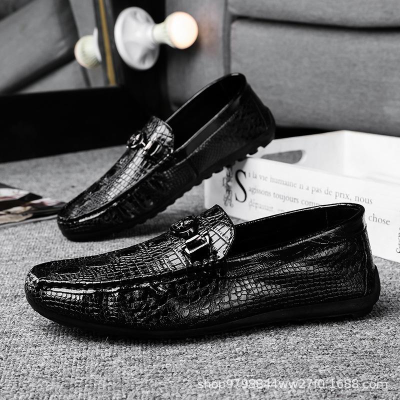 

Кожаная обувь с крокодиловым узором, новый стиль, туфли-бини, мужская повседневная обувь, мужская обувь, дышащая обувь для ленивых людей, спортивная кожаная обувь 44