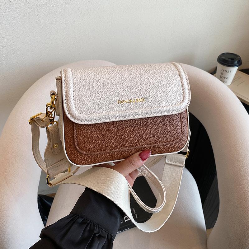 Early autumn new fashion niche ribbon contrasting color small square bag versatile single shoulder messenger women's bag