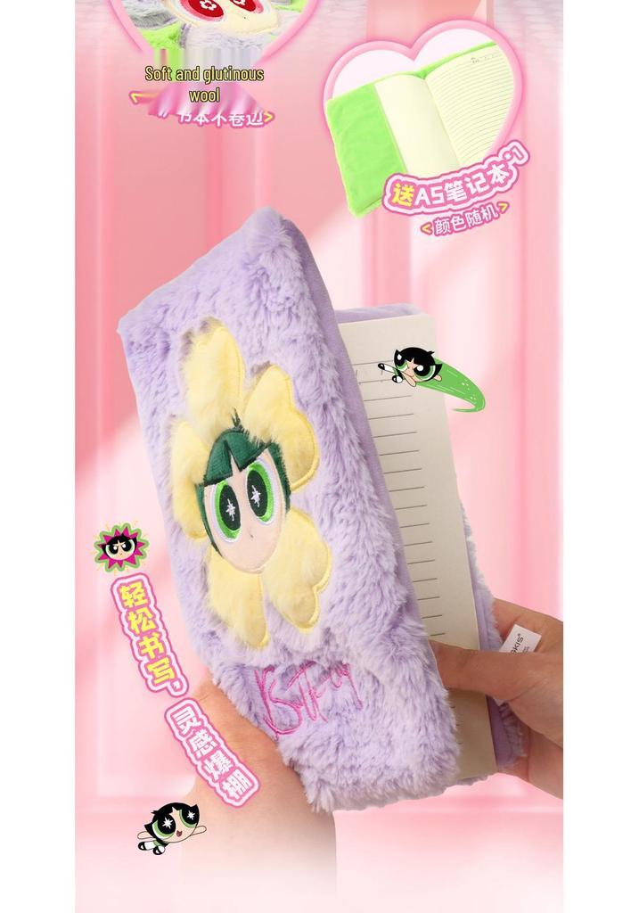Powerpuff Girls Plush iPad Tablet Protective Crossbody Case & Diary Cover - Creative Gift for Girls