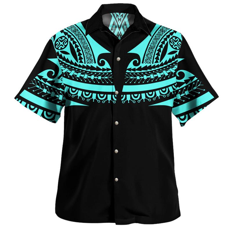

Summer New Vintage 3D Polynesian Islands Printed Shirts Coat Of Arm Graphic Short Men Fashion Cool Clothes Top M