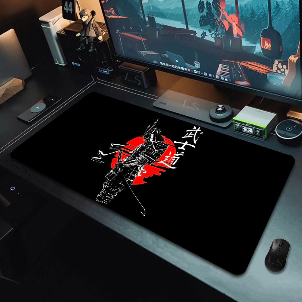 40*90cm Gaming Samurai Oni Mouse Pad Japan Mask Girl Deskmat Large Gamer Professional Premium Mousepad Speed Control Accessories