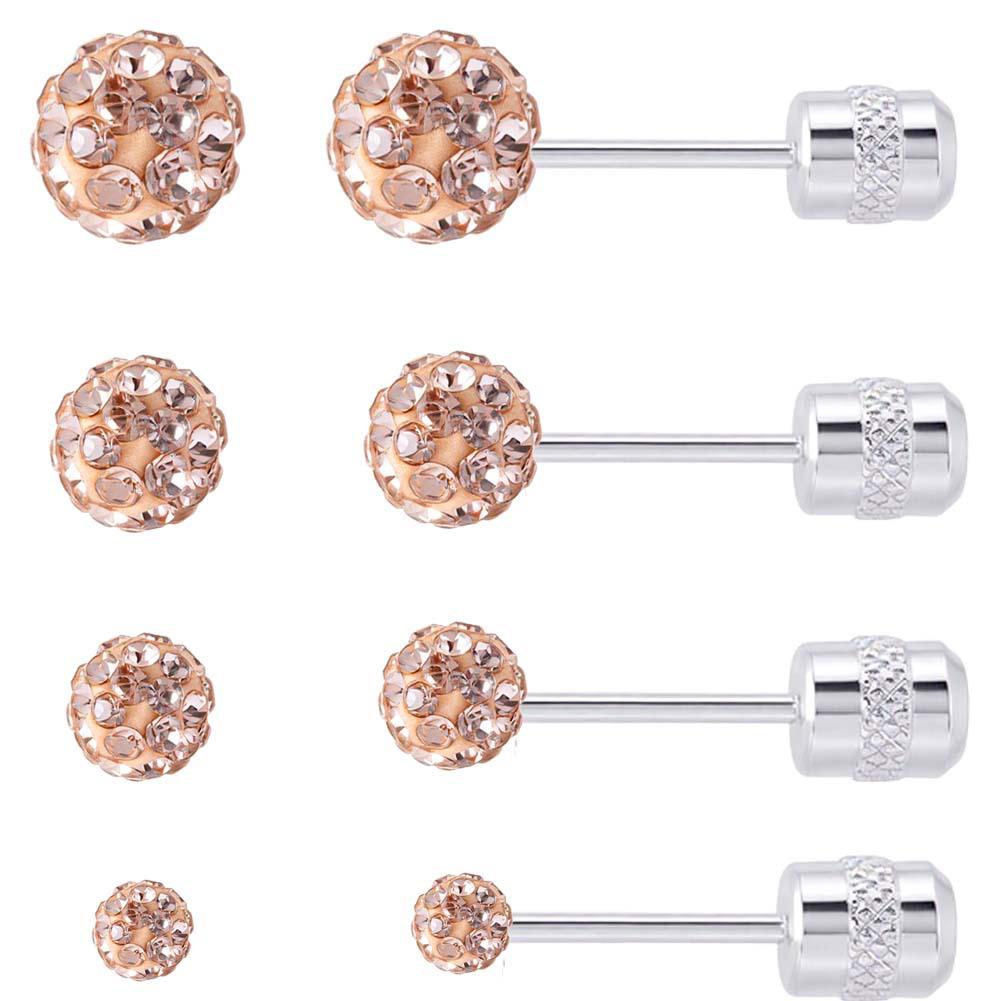 Multi-Color Titanium Steel Full Diamond Ball Stud Earrings for Cartilage Piercings