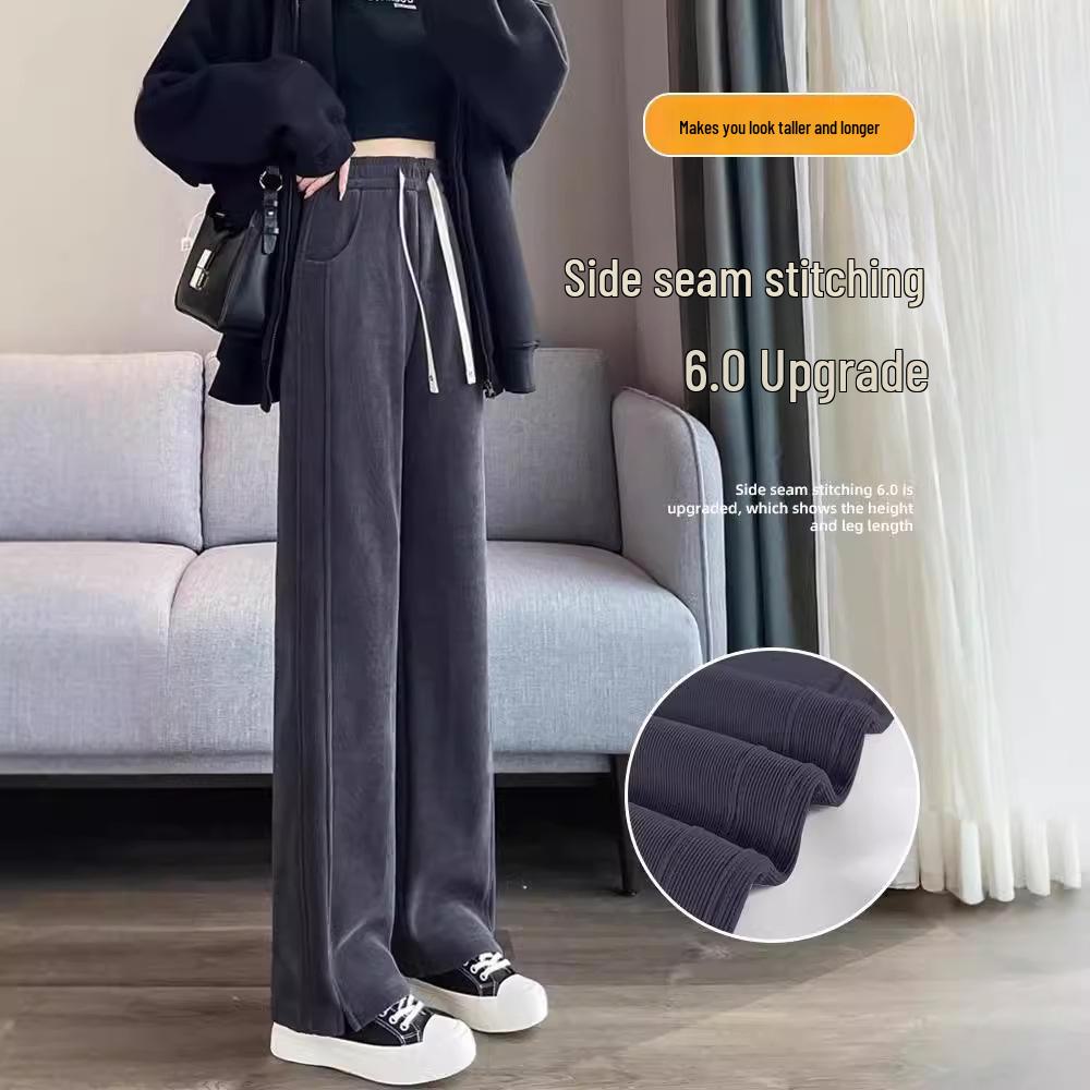 Schlanke Chenille Hose mit hohem Bund im Bananenschnitt - Damen Straight Leg für alle Jahreszeiten