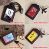 NEW Soft Leather Cowhide ID Badge Holder Name Tag Case with Neck Strap Chest Card Work Pass Meal Card Bus Card Holders Keychain School Office Supplies
