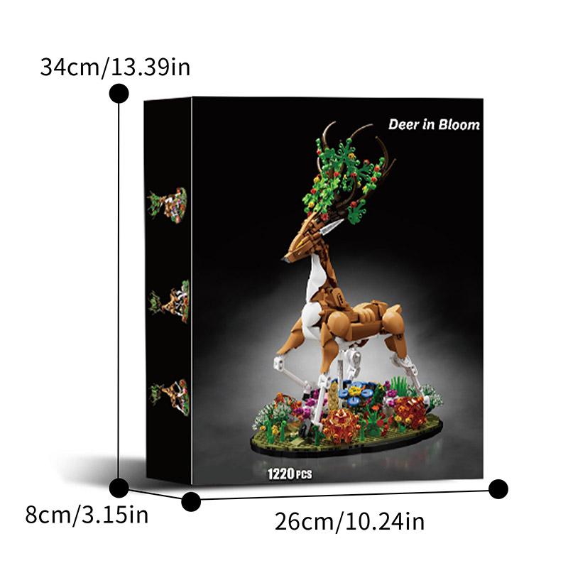 Creative 1220pcs Deer In Bloom Building Blocks Brick Set MOC Magical Animal Assembly Deer Model Kit Toys For Children Gifts
