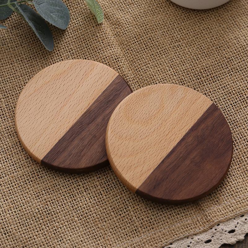Engraved Wooden Tea & Coffee Coaster Set with Creative Insulation Pads and Trays