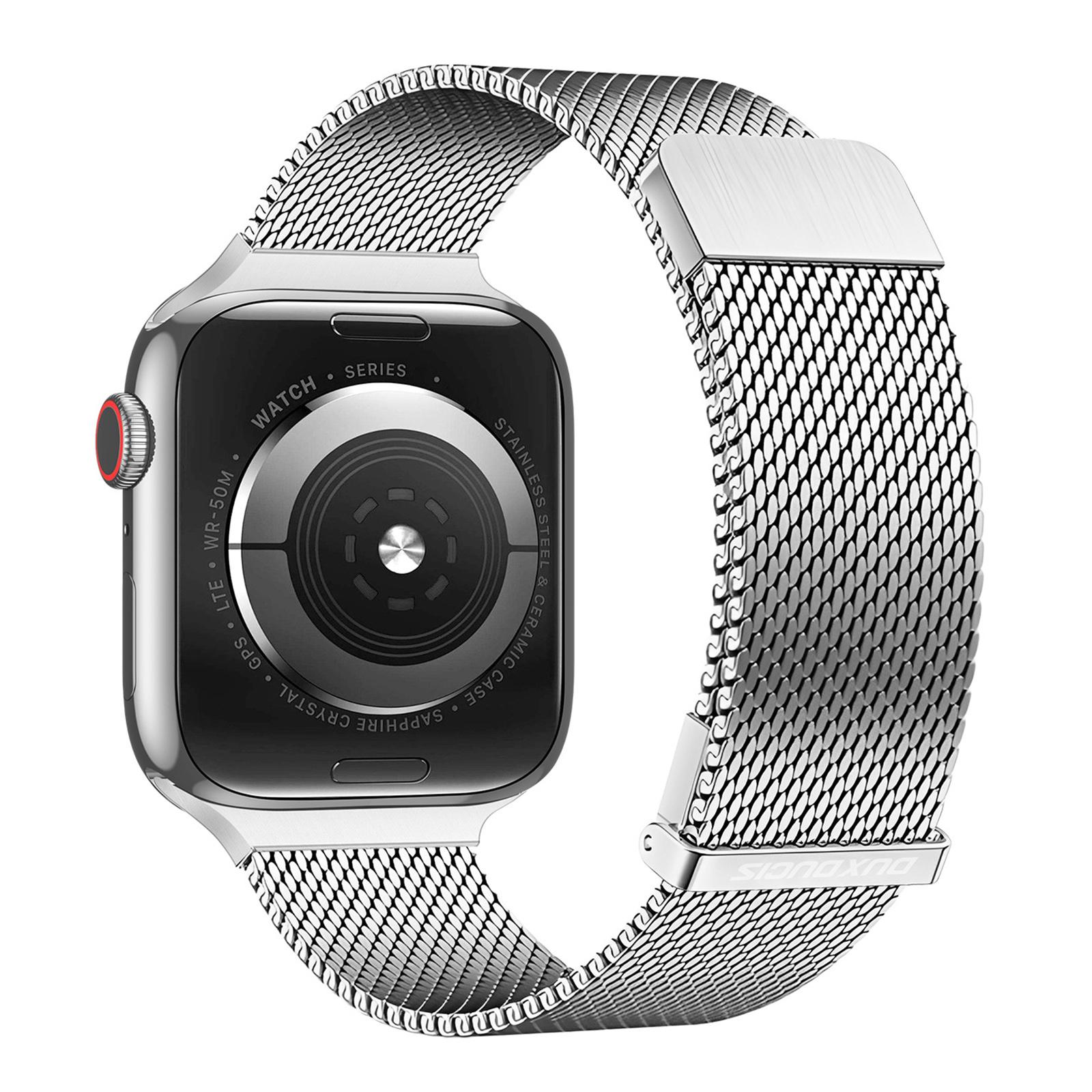 

DUX DUCIS Milanese Pro Series Band for Apple Watch Series 10 42mm/9 8 7 41mm/SE (2023) SE (2022) SE 6 5 4 40mm/3 2 1 38mm Mesh Straps Magnetic Silver