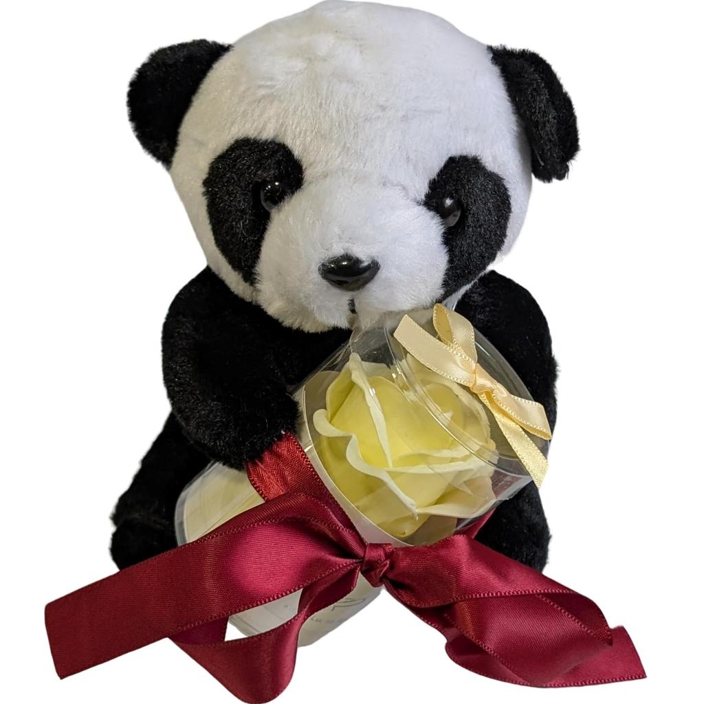 Q-FLA Plush Panda with Ribbon, Cuddly Animal, Fluffy, Perfect for Gifts and Celebrations, 757518