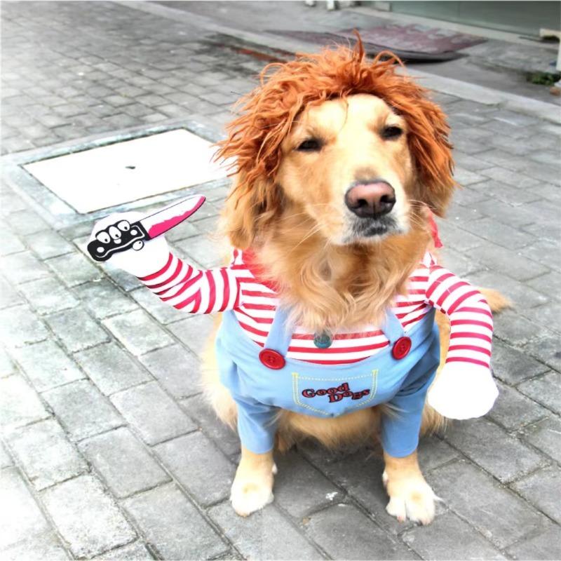 Dog Cat Costumes Pet Funny Costume Chucky Deadly Doll Cosplay Party Fancy Festival Cloth Cat Clothes
