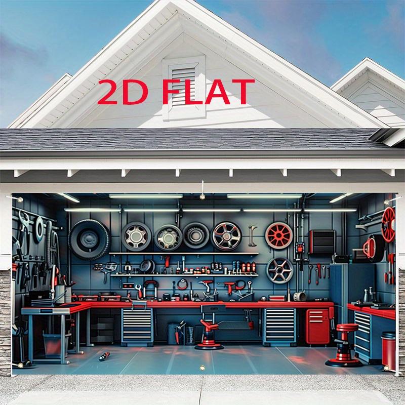 2D flat banner, 1pc - Tool Studio theme garage door flag - Vibrant polyester fiber party background 100x150cm