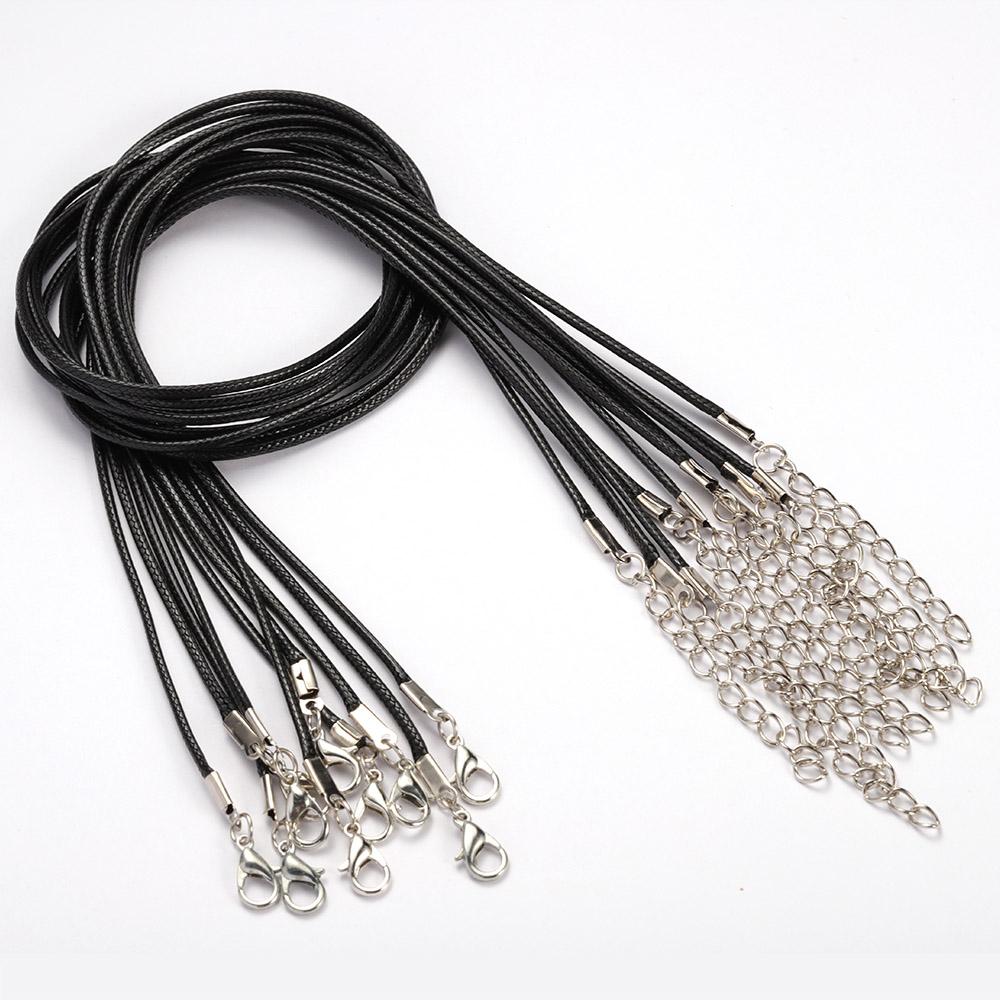 10-20pcs 45cm+5cm Lobster Clasp String Cord Real Leather Adjustable Braided Rope for Necklace Jewelry Making DIY Accessories