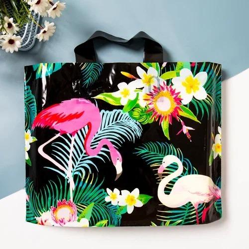 50pcs Plastic Handbag Clothing Store Shopping Packaging Gift Storage Portable Color Shop Universal Bags for Business Pocket