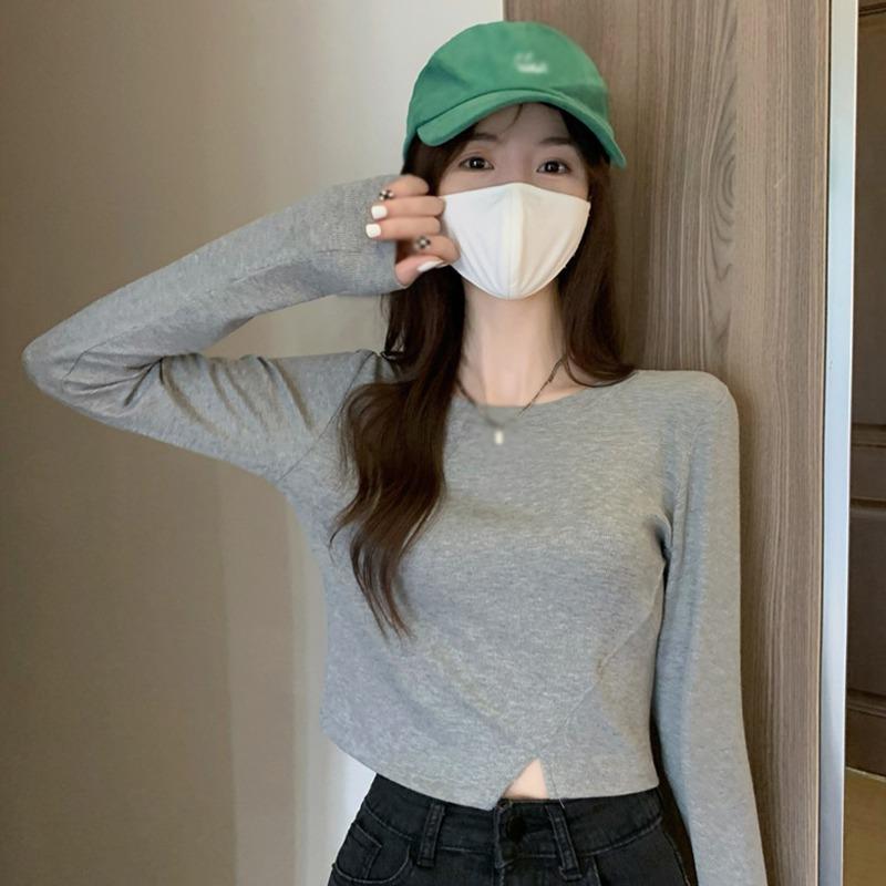 

Однотонные короткие топы с круглым вырезом, универсальная женская футболка One Size