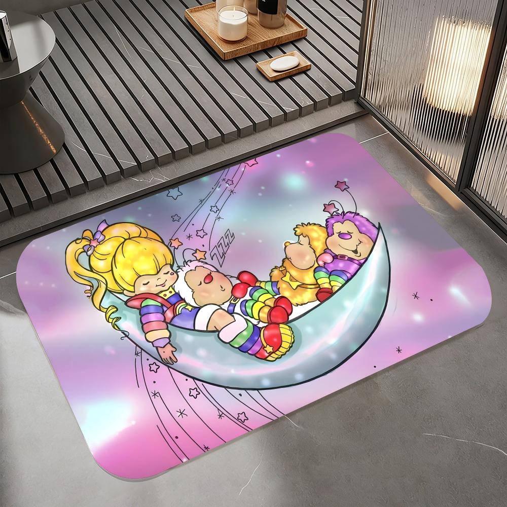 

Anime R-Rainbow Brite Floor Mat Diatomite Bath Mat, Quick Dry Absorbent Non-Slip Door Mat 50cm x 80cm