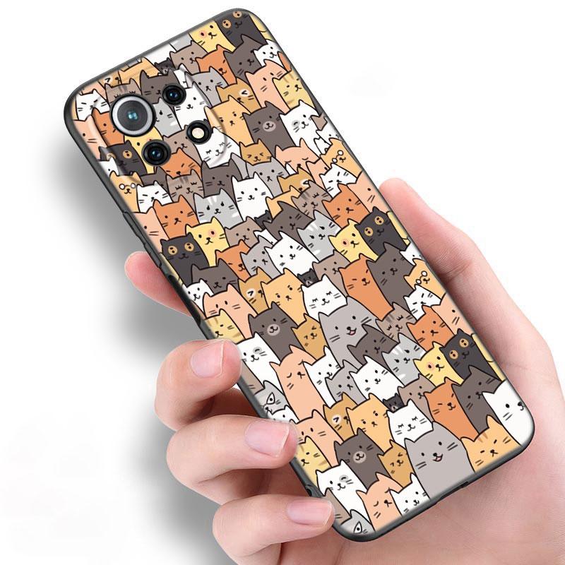 Funny Cartoon Cat Phone Case For Xiaomi Mi POCO X3 NFC GT M4 M3 12 11T 10T Pro A3 11 Lite NE 5G 12X 11i F3 Soft TPU Black Cover