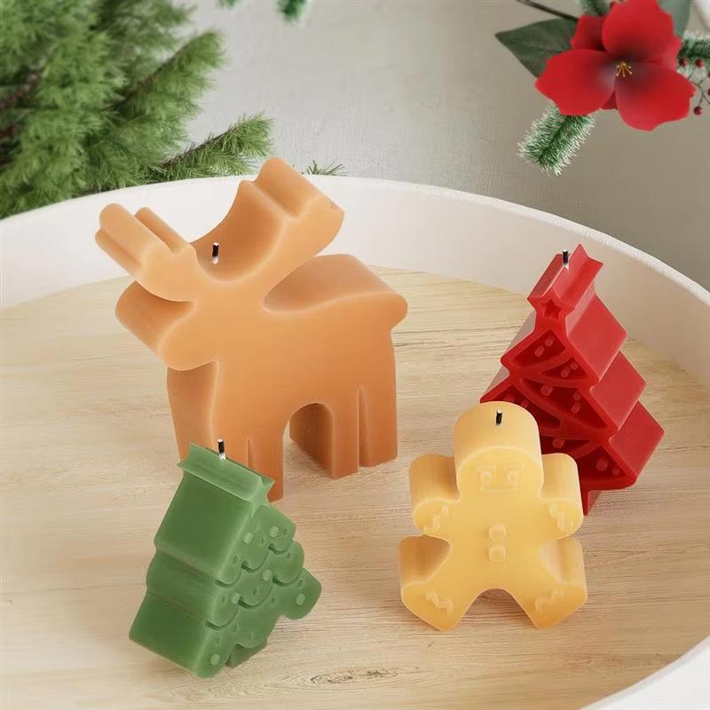 Christmas Series Silicone Candle Mold DIY Kit for Handmade Candles, Soap, Plaster, Resin, and Baking; Ideal Holiday Gifts