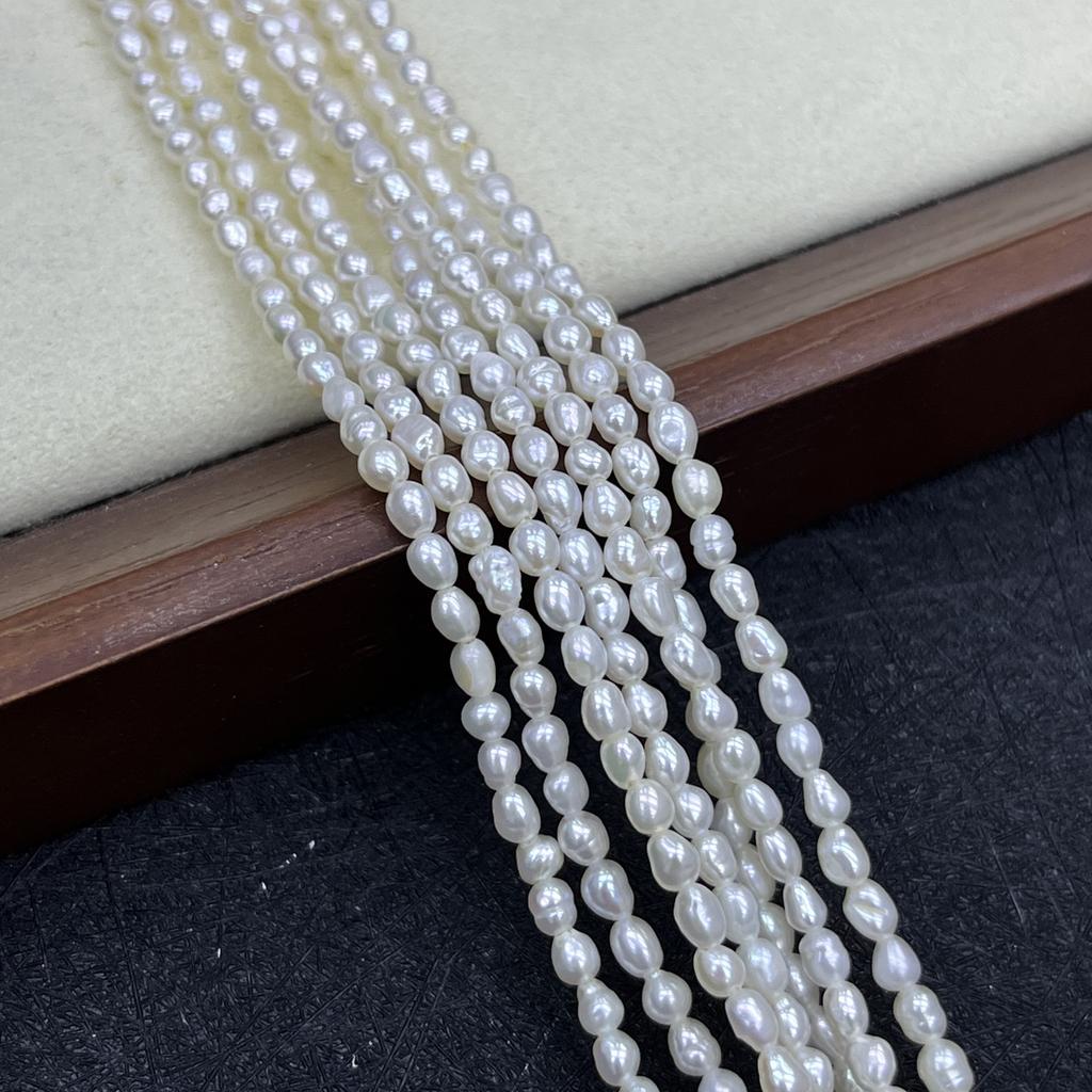 1String, White Natural Freshwater Pearls, Handmade Rice Pearl Beads for Jewelry Making DIY Crafts (Beads 2-3mm, Length 36cm)