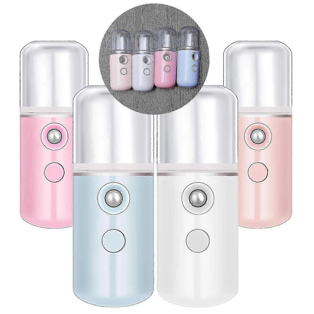 4 Pieces Nano Sprayer Nano F Portable Mini F Mist Handy Sprayer Atomizing Eyelash Extension Cool For Usb Rechargeable (white, Light Pink, Blue,,1640