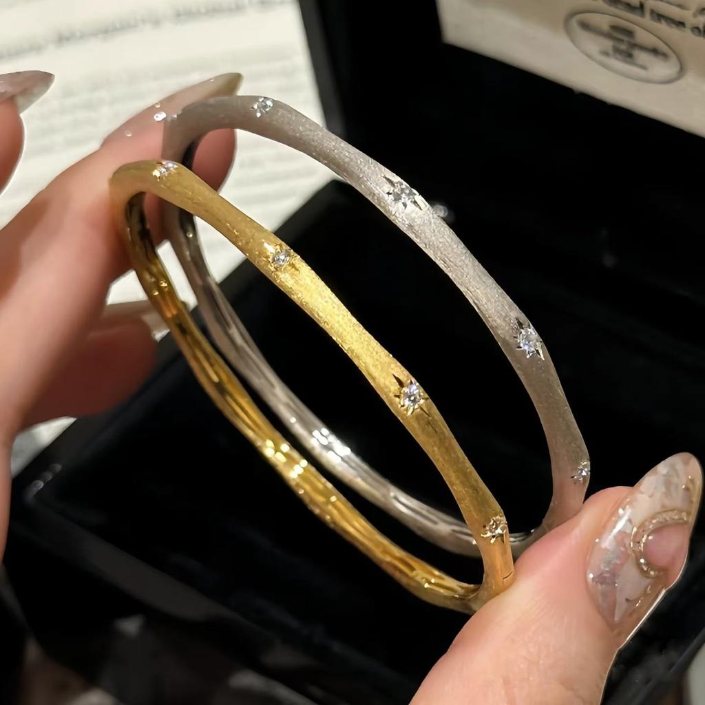 Italian Ribbon Star Brushed Bracelet French Retro Diamond-encrusted Exquisite Niche Design Light Luxury Versatile Bracelet