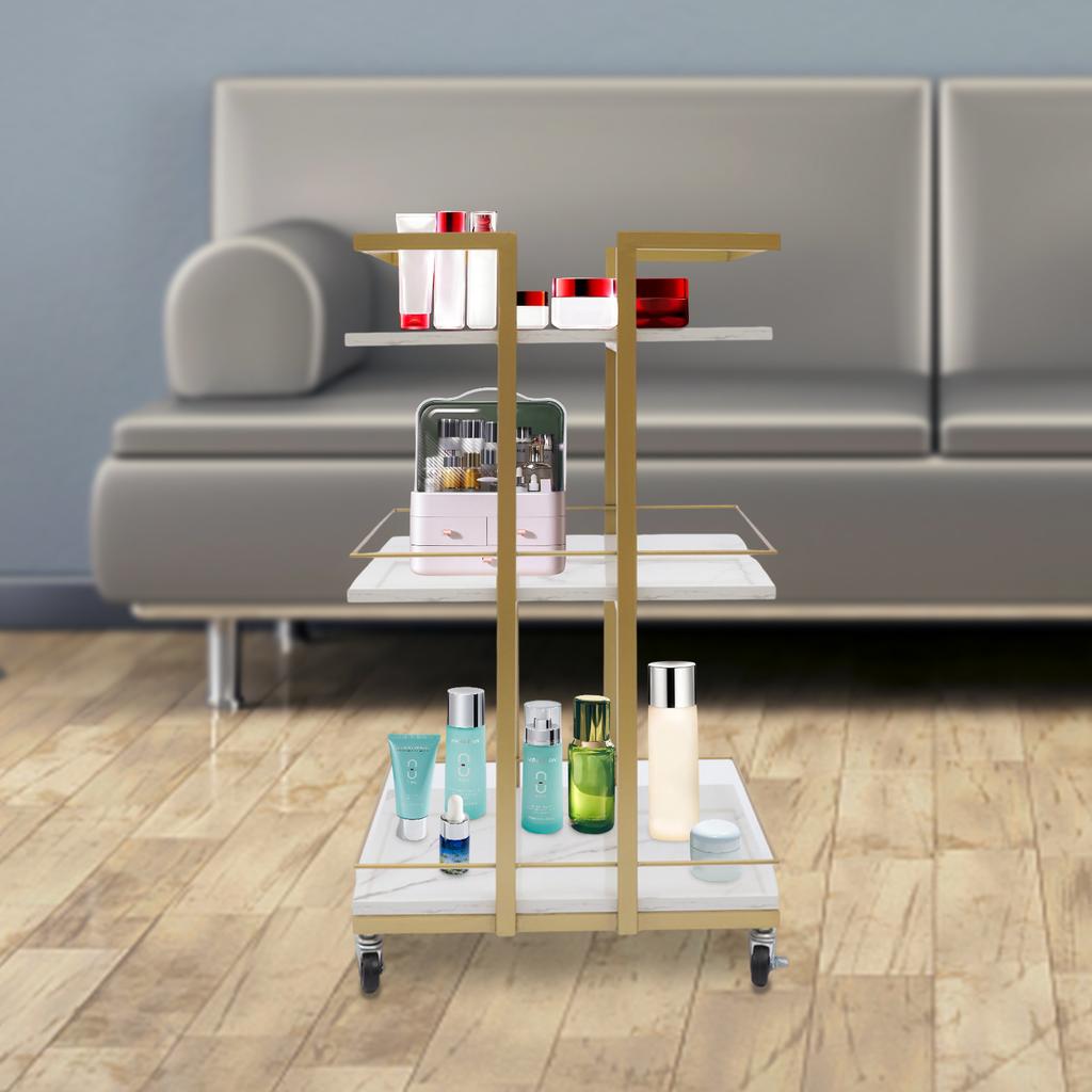Multi-Purpose Rolling Utility Cart, Mobile Storage Trolley with Wheels - Manicure/Barber Cart, 25kg Capacity for Salon & Home