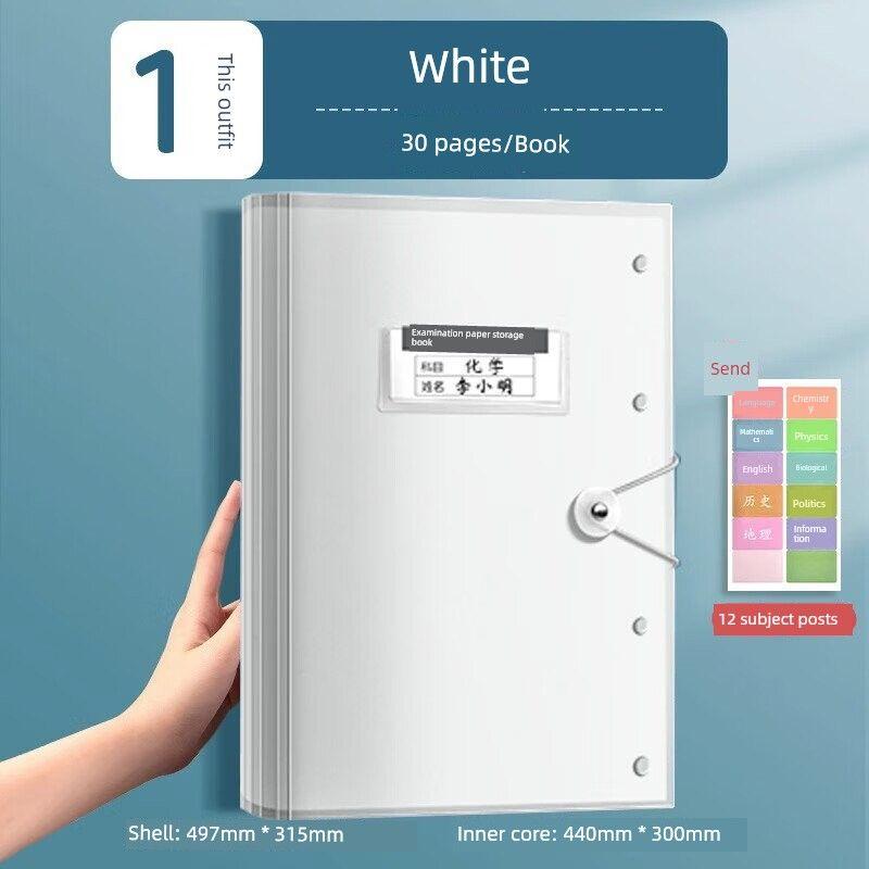

Transparent Insert Test Paper Clip Office Supplies Folder A4 Folder Test Paper Storage Bag Storage Book Info Booklet Transparent Insert Test Paper [1 Volume] White/30 Pages