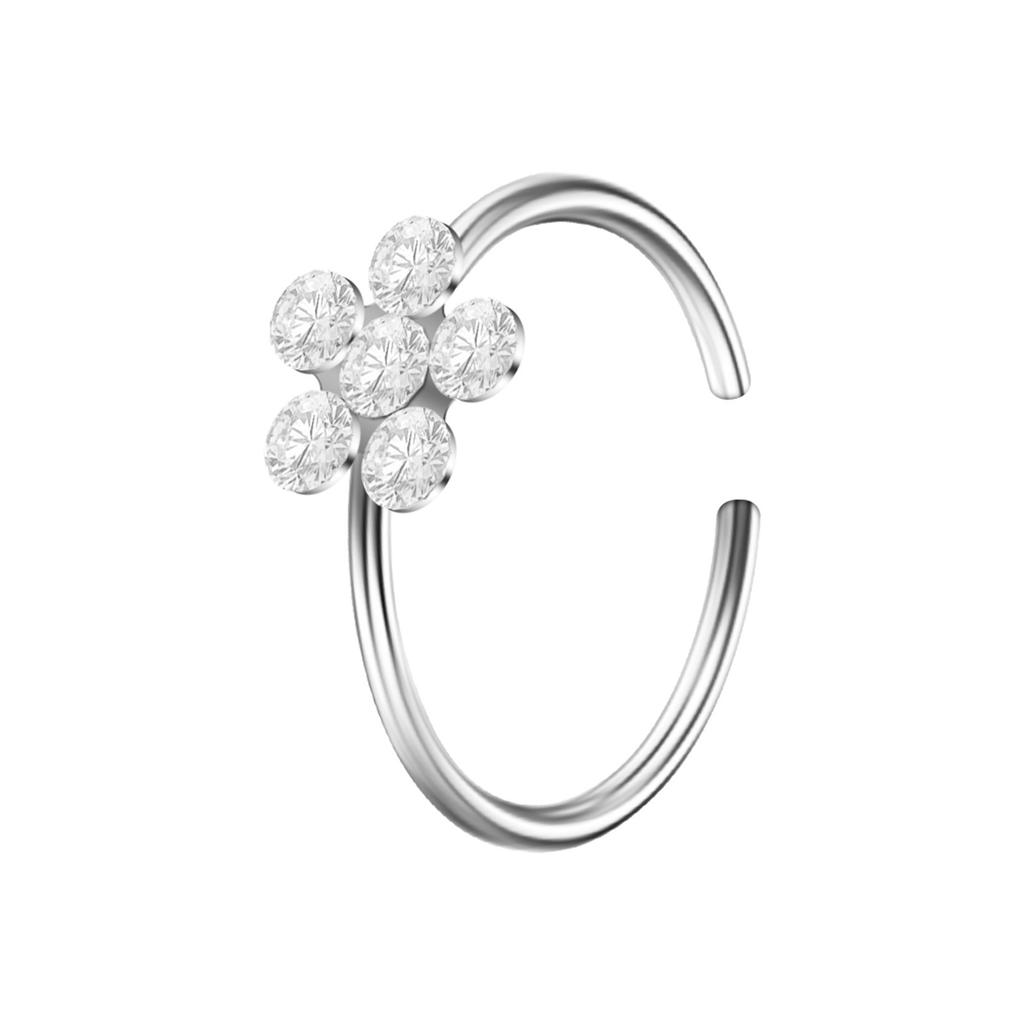Exquisite C-shaped Diamond-set Petal Nose Ring Exotic Nose Decoration Nose Clip Human Puncture Jewelry