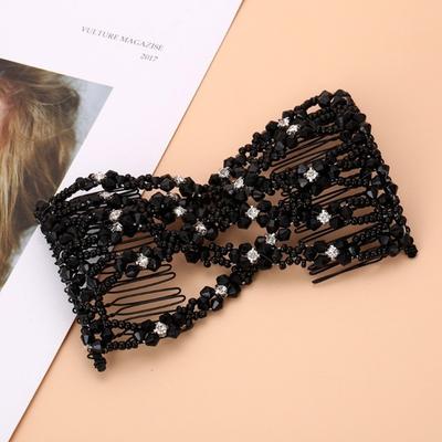 Elastic Newlywed Hairpin Double Bead String with Pearl-Like Hairstyle Bands Braided Beads Style DIY Hair Comb