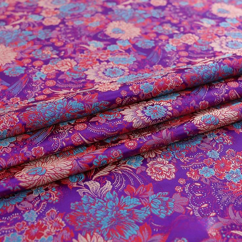 75x100cm Brocade Silk Fabric Beautiful DIY Material with Flower Pattern Sewing Handmade Patchwork Textile Cloth