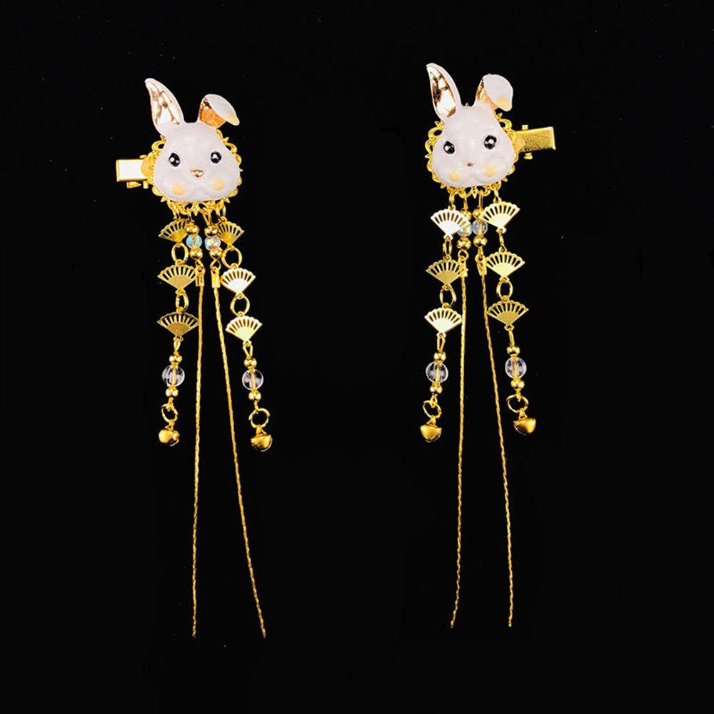 Girl Cute Cosplay Kimono Hanfu Tassels Hair Clip Hairpin Hair Accessories Rabbit