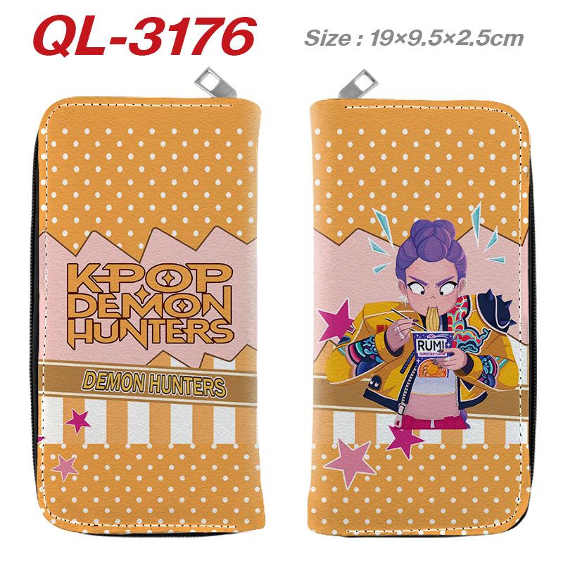 Portafoglio Lungo con Zip KPop Demon Hunters in Pelle PU Portamonete Cartone Animato per Donna Porta Carte Multipli Rosa