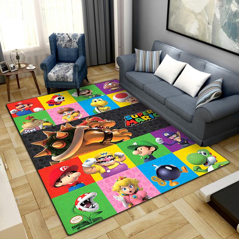 Super Mario Print Carpet Large Area Rug Non Slip Washable Floor Mat Bedroom Home Decor LXR98