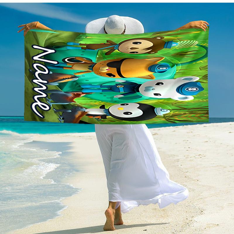 Personalized customized proof beach towel with Octonauts pattern - soft, absorbent,quick-drying,perfect swimming,camping&bathing