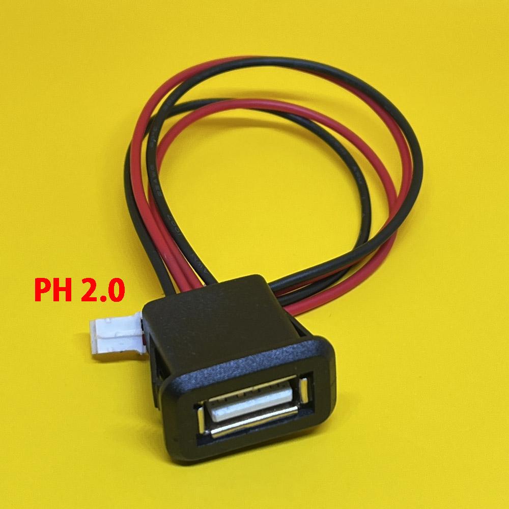 1pc 2/4 Wire USB 2.0 Female Power Jack 2Pin 4Pin Charging Port Connector with PH2.0 Cable Electric Terminals USB Charger Socket