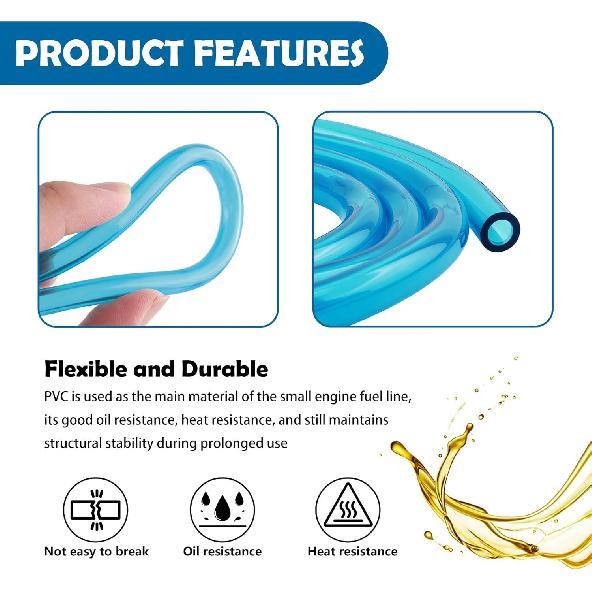 3,28 Fuß Motorrad-Kraftstoffleitungsschlauch mit Außendurchmesser 8 mm / Innendurchmesser 5 mm, PVC-Motorrad-Kraftstoffschlauch für den Transport von Öl/Flüssigkeit, Zuschneidbares Motorradzubehör Gasleitung