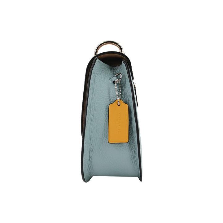 Coach Remi 17 Color Block Leather Saddle Bag Women Shoulder Bag Khaki White Sky-Blue 1330-SVUM