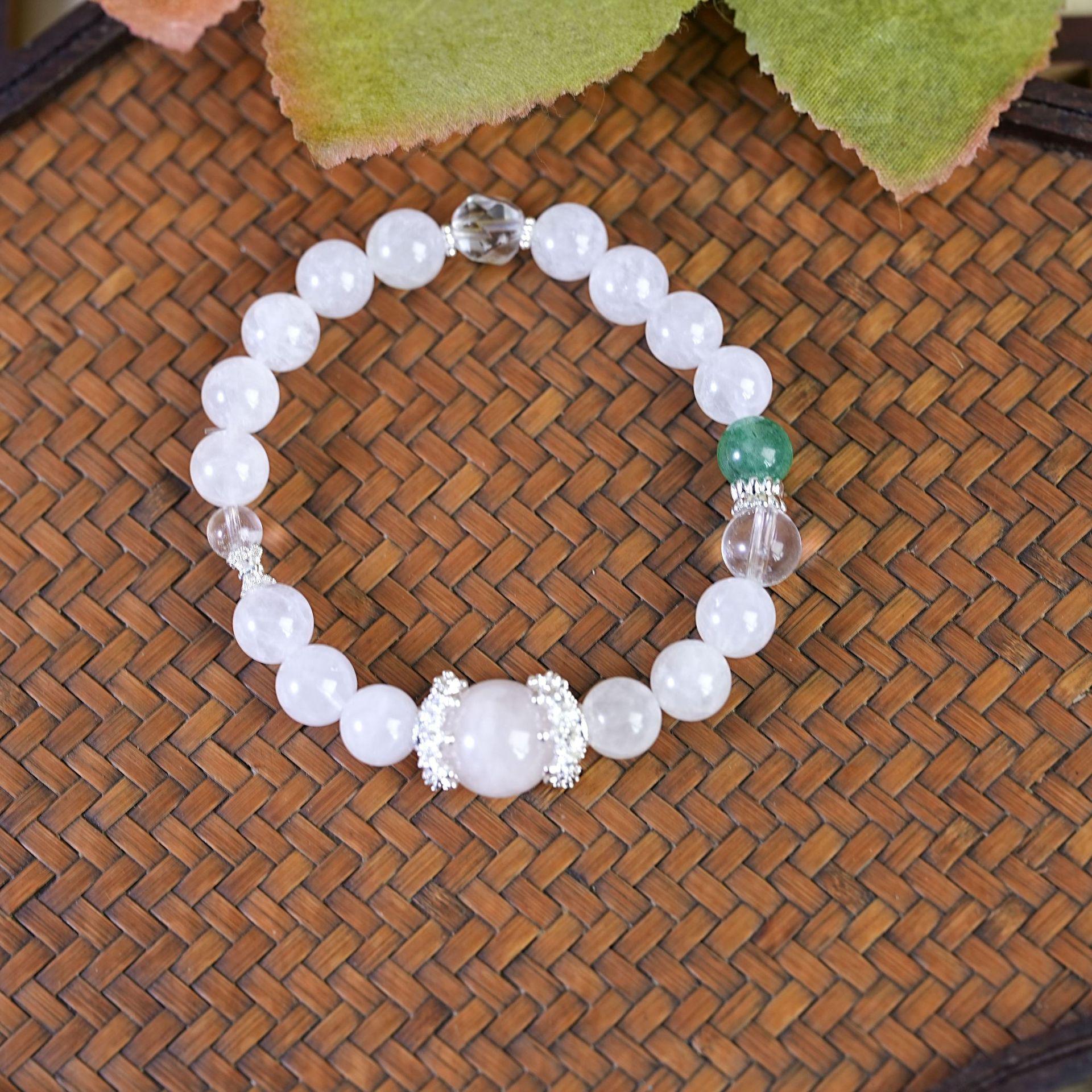 

White Phantom Crystal Beaded Bracelet: Elegant, High-End Women s Jewelry