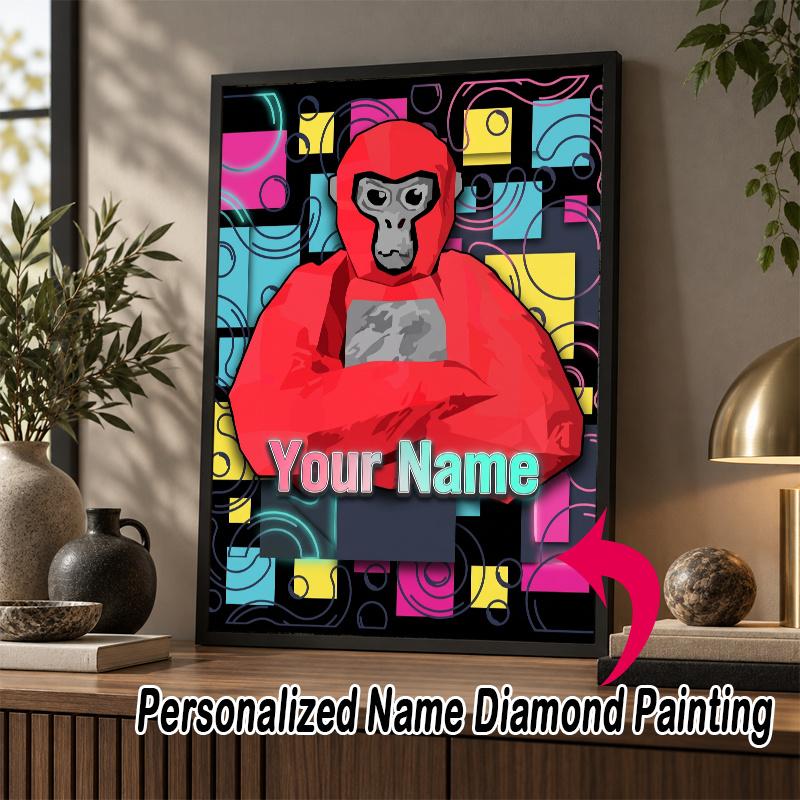 Custom Name Gorilla Tag cartoon 5D Diamond Painting Personalized Full Drill Diamond Art Kit Gift