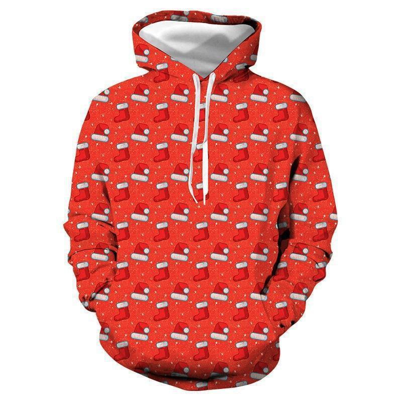 Christmas Halloween Cat Selfie 3D Print Hoodie Couples Casual Loose Fit