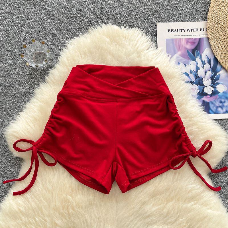

Influencer Picks 2024 Summer New Arrival Peach Hip Sports Shorts High Waist Silm Stretch All-Matching Drawstring Yoga Pants Big Red All yards