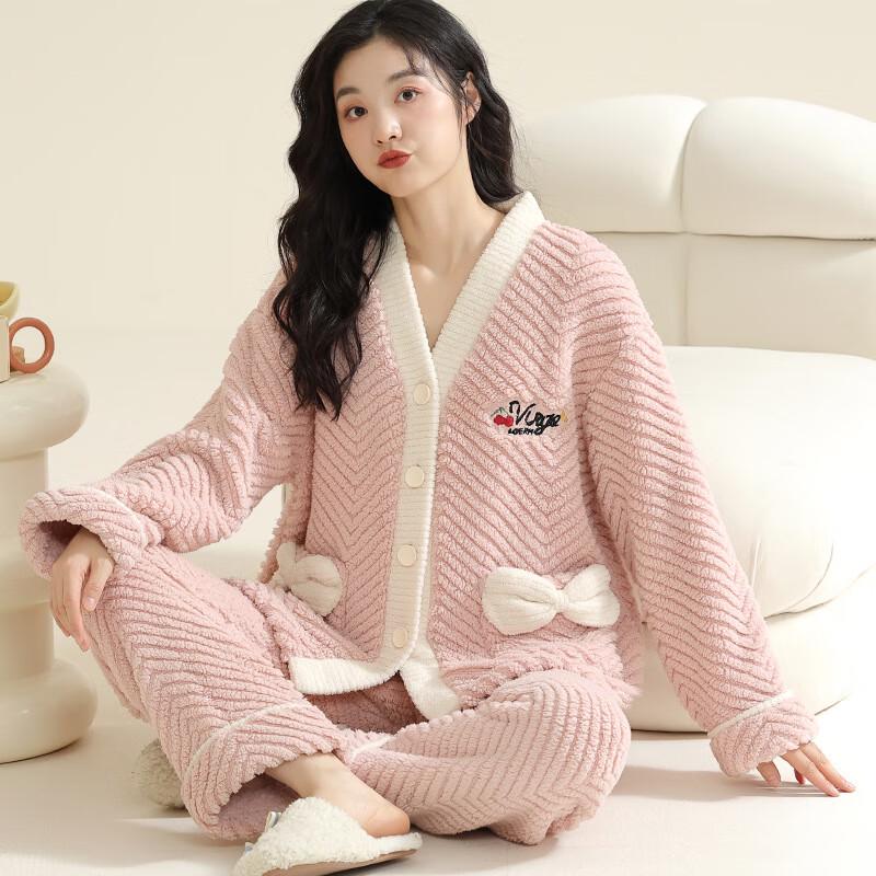 Женский теплый коралловый фланелевый пижамный комплект Shenbaolai