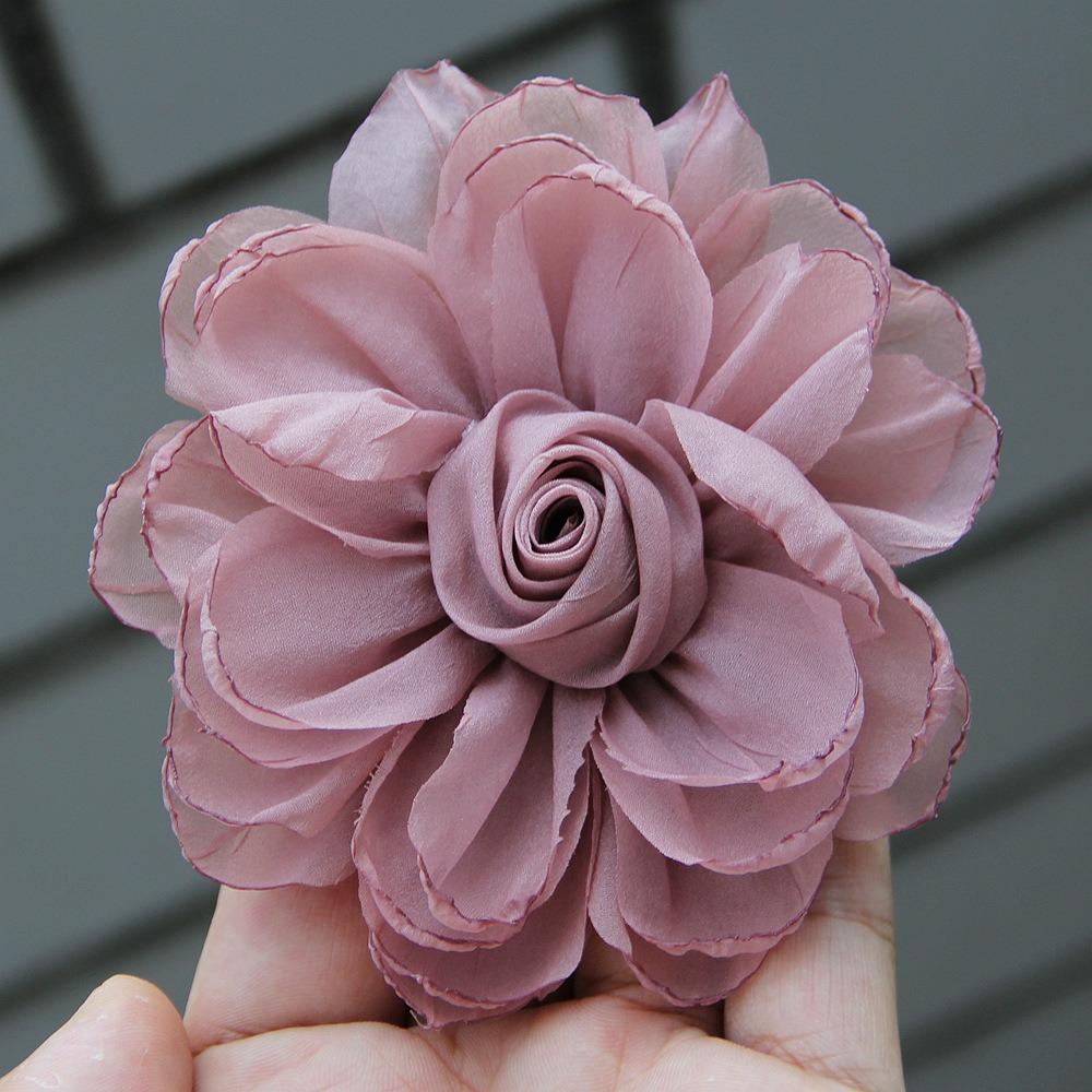 5 Stück DIY Seidenrosen Blütenkopf 3D Gebranntes Stoff Haarschmuck Für Brosche Anzug Jacke Reversnadel