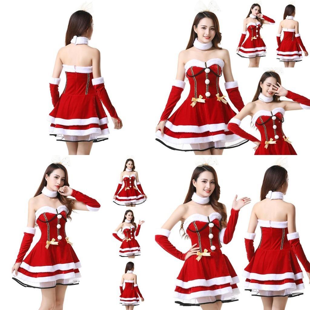 Christmas Santa Claus Costume Dress Backless And Strapless