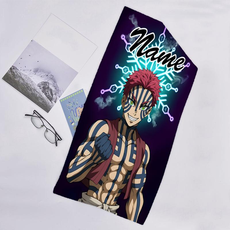 1pc Demon Slayer4 Beach Towel with Custom Name, Beach/Swimming/Bath/Picnic/Camping Towel, Suitable for Seaside Beaches