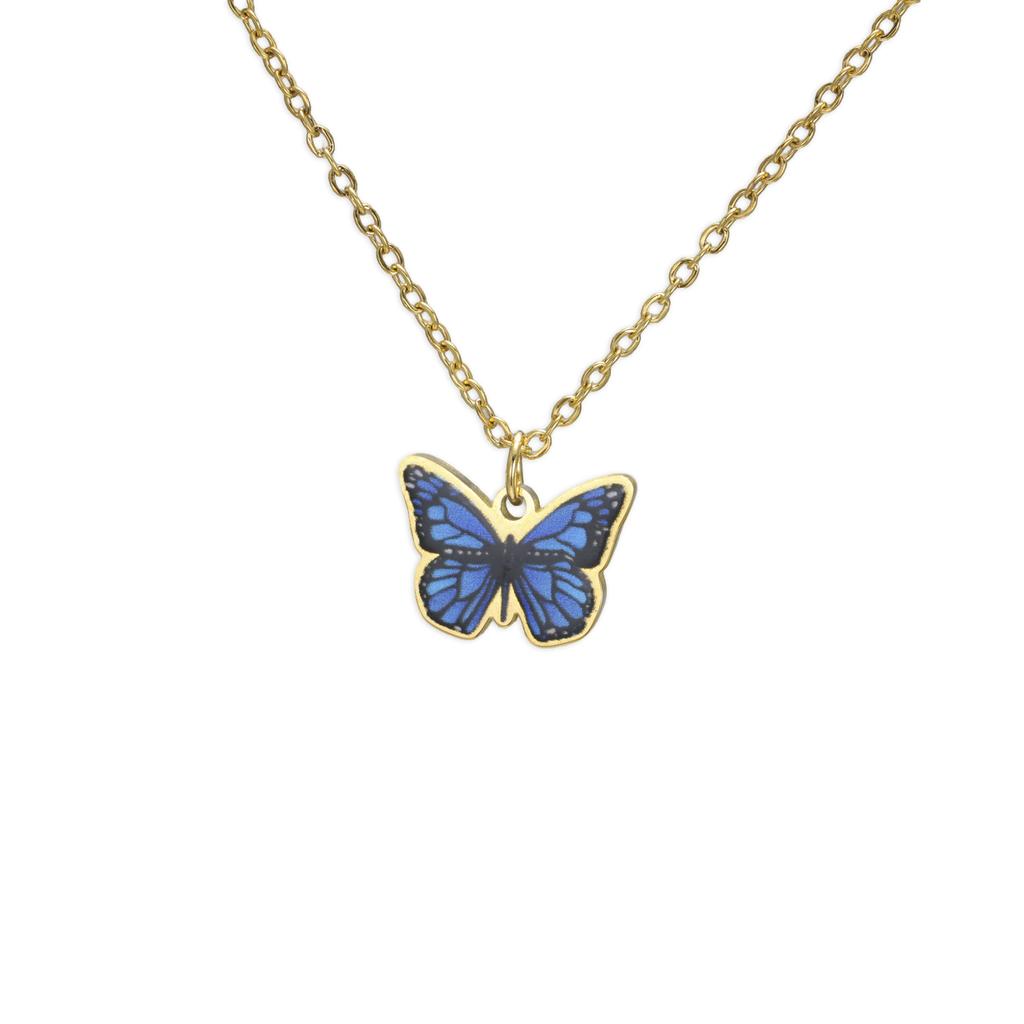 Teamer Colorful Butterfly Necklace For Women Girls Gold Color Stainless Steel Birthday Fashion Jewelry Gift Wholesale 2026 New
