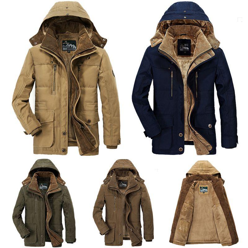Herren Premium Qualität Warme Jacke Militärparka Pelzgefüttert Langer Mantel Mit Kapuze Wintermantel