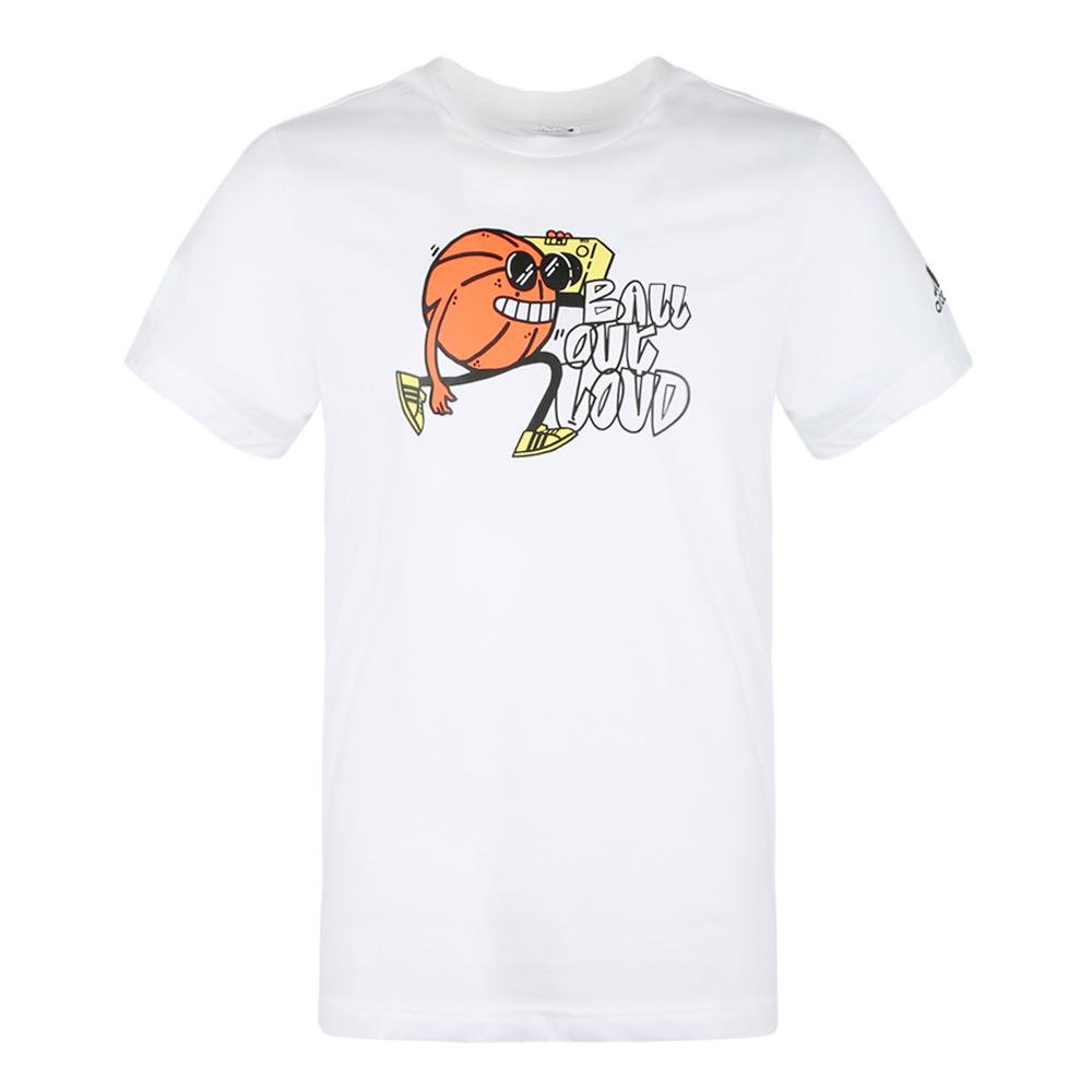

Adidas Adi Ball Out Letter Print Design Crew Neck Short Sleeve T-Shirt Men Tops White DU6856 XL